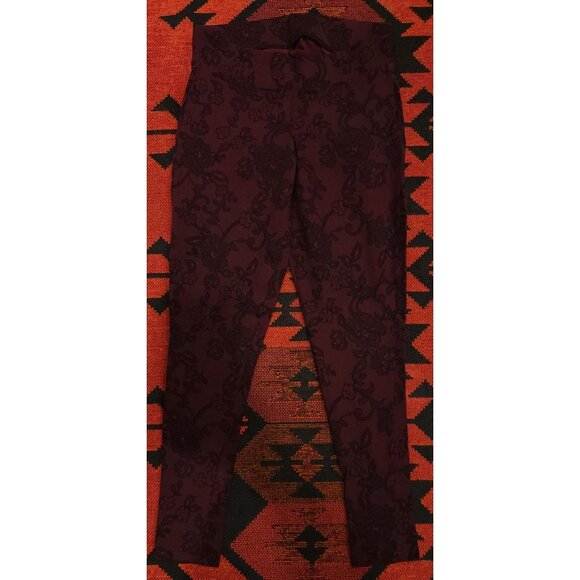 Torrid Women's Floral-Print Textured Burgundy Leggings Size 00 - Picture 1 of 9